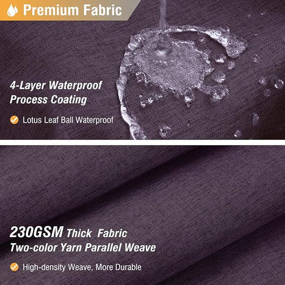 72x78 Linen Textured Waterproof Thcik Fabric Shower Curtain, Purple | Long Size, 230GSM Polyester, Heavy Duty Cloth, Weighted Hem, 12 Plastic Hooks, Modern Luxury Hotel Style, Machine Washable