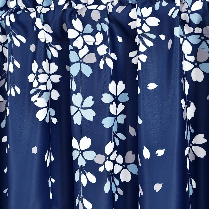 Lush Decor Valance Weeping Flower Light Filtering Window Curtain, Navy