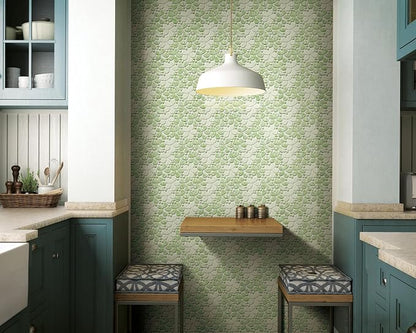 5 Sheets Green Flowers Luminescent Mosaic Wall and Floor Tiles for Bathroom and Kitchen 13.39 * 10.83 Inches 1.01 sq.ft