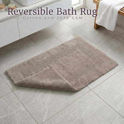 Bathroom Rugs - 2-Piece Cotton Bathroom Mat Set - Machine Washable Bath Mats for Washroom, Kitchen, or Laundry Room by Lavish Home (Taupe)