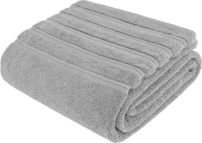 American Soft Linen 35x70 Jumbo Large Bath Towel, 600 GSM 100% Cotton Turkish Bath Sheet, Oversized Luxury Bath Towel for Bathroom Beach and Pool, Light Grey