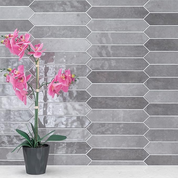 MSI Renzo Storm 2.5 Inch x 13 Inch Glossy Ceramic Picket Wall Tiles for Bathroom, Kitchen Backsplash, Accent Wall, and Shower
