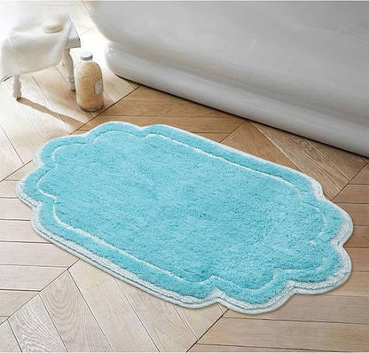 Home Weavers Allure Collection 100% Cotton Tufted Bathroom Rug, Soft and Absorbent Bath Rugs, Non-Slip Bath Carpet, Machine Wash Dry Bath Mats for Bathroom Floor, 24"x40" Bath Rug, Turquoise