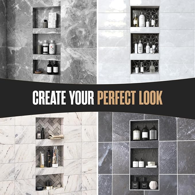 Shower Niche Recessed Bathroom Storage Inset Shelves Soap Box 12x20 + 12x6 | Houseables Shower Niche Insert Tile Ready, in Wall Shelf, Cubby Inserts, Recessed Shampoo Caddy, Built in Nook, Prefab