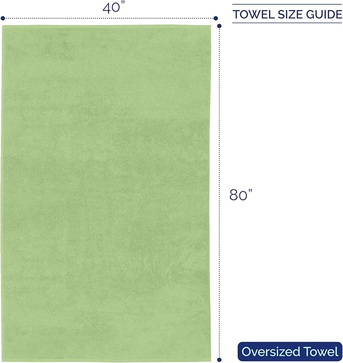 Elegant Comfort Premium Super Soft Highly Absorbent 1 Piece Oversized Bath Sheets - 40" x 80" inch, Luxurious Hotel Spa Quality 100% Turkish Cotton Extra Large Bath Towels for Adults, Sage