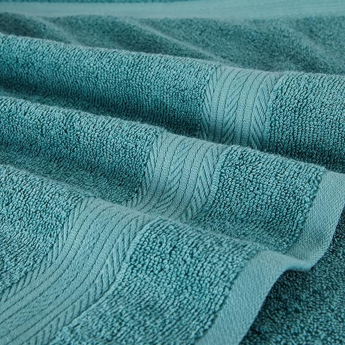 Amazon Basics Highly Absorbent, Fade-Resistant 100% Cotton Washcloths, Machine Washable, 12"x12", Teal, 12-Pack