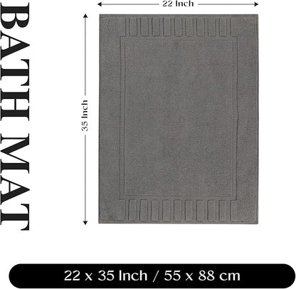 Superior 100% Cotton Bathmat Set, Bath Mat, Bathroom Decor, Shower, Bathtub Essentials, Home Accessories, Washable Rug, Absorbent, Quick Dry, Leo Collection, Set of 2, 22" x 35", Graphite