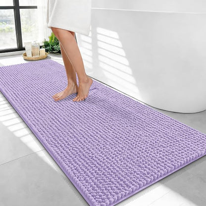 OLANLY Thick Chenille Bathroom Runner Rugs Mats 47x24, Lavender | Soft Absorbent Bath Rugs, Rubber Backing, Machine Wash Dry, Bath Mats for Bathroom, Tub and Shower, Home Decor Accessories