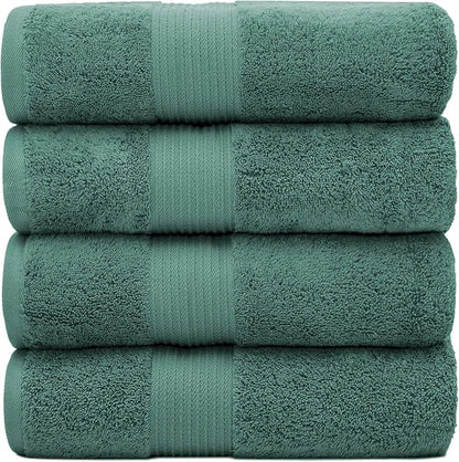 Luxury Oversized Bath Towels | 650 GSM, 34" x 56" | Hotel Quality, Soft & Highly Absorbent | Quick Dry, Thick, Combed Cotton Bathroom Towels | Deep Teal - 4 Pack