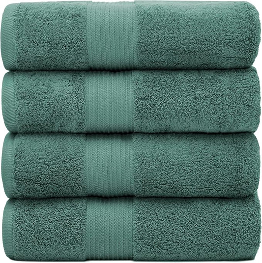 Luxury Oversized Bath Towels | 650 GSM, 34" x 56" | Hotel Quality, Soft & Highly Absorbent | Quick Dry, Thick, Combed Cotton Bathroom Towels | Deep Teal - 4 Pack