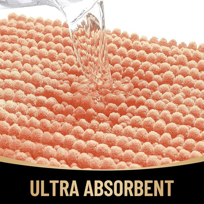 OLANLY Thick Chenille Bathroom Runner Rugs 44x24, Absorbent Bath Mat, Peach | Soft Bath Rugs, Rubber Backing, Machine Wash Dry, Bath Mats for Bathroom, Tub and Shower, Home Decor Accessories