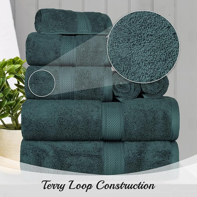 SUPERIOR Egyptian Cotton Pile Heavyweight Bath Sheet, 2 Piece Set, Teal | Highly Absorbent, Ultra Soft Luxury 800 GSM Towel Set for Bathroom, Shower, Hotel Essentials Oversize Plush Madeline Towels