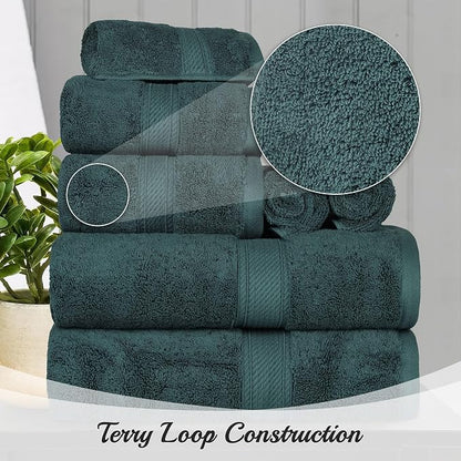 SUPERIOR Egyptian Cotton Pile Heavyweight Bath Sheet, 2 Piece Set, Teal | Highly Absorbent, Ultra Soft Luxury 800 GSM Towel Set for Bathroom, Shower, Hotel Essentials Oversize Plush Madeline Towels