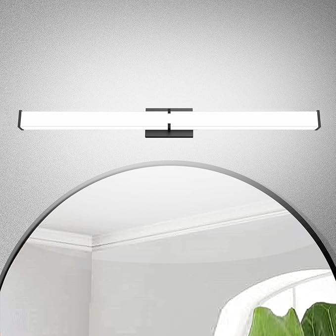 Bathroom Light Fixtures: 31.5 Inch ETL Certified LED Bathroom Vanity Light 5700K Cool White 36W 2500LM - Modern Black Vanity Light Dimmable with Clear Shade - Bathroom Lighting Fixtures Over Mirror