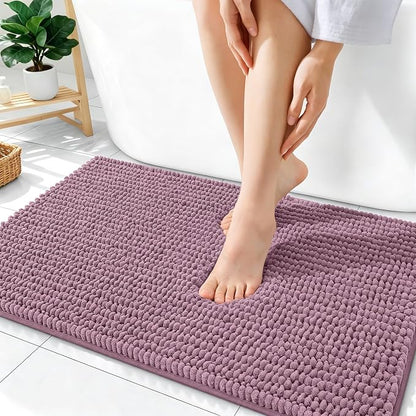 OLANLY Thick Chenille Absorbent Bathroom Rugs Mat 36x24, Deep Plum | Soft Bath Rugs, Rubber Backing, Machine Wash Dry, Bath Mats for Bathroom, Tub and Shower, Home Decor Accessories