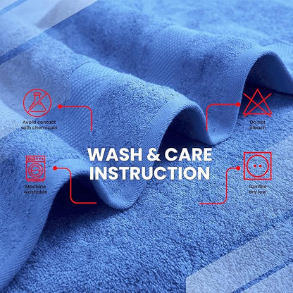 Infinitee Xclusives Luxury 100% Cotton Towel Set – 8 Piece Bathroom Towel Set (2 Bath Towels, 2 Hand Towels, 4 Washcloths) – Soft & Absorbent Towels for Bathroom (Eloquent Blue)