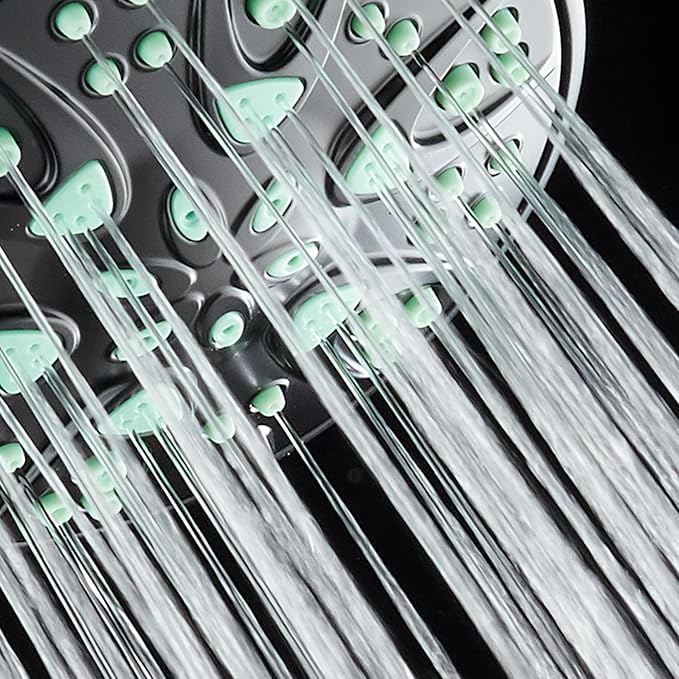 AquaDance Antimicrobial – Anti-Clog High-Pressure 6-Setting Shower Head with Microban Nozzle Protection from Growth of Mold, Mildew & Bacteria for Stronger Shower! 4" Coral Green