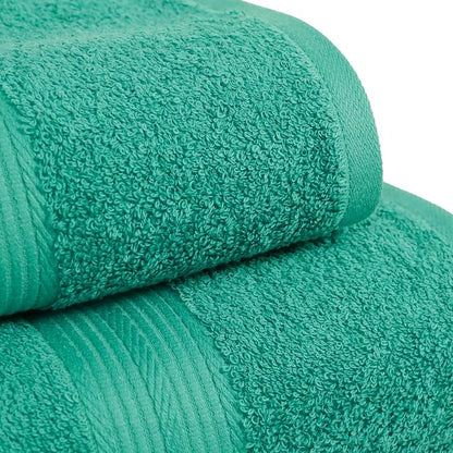 Amazon Basics 6-Piece Oversized Fade-Resistant Towel Set, 100% Cotton, Highly Absorbent, Soft, Teal, 2 Bath Towels, 2 Hand Towels, 2 Washcloths