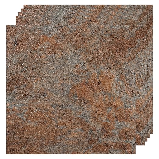 VallisCo 30-Piece Peel and Stick Floor Tiles, 12x12 Covers 30 Sq. Ft. Waterproof Vinyl Flooring, Renter-Friendly Self-Adhesive Floor Stickers for Kitchen, Bathroom, RV, Basement & Home DIY Red Brown