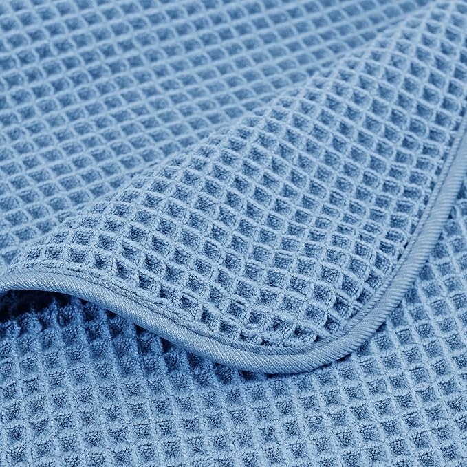 POLYTE 430 GSM Poly Blend Microfiber Quick Dry Waffle Bath Towel, 30x60 in | 4 Pack, Oversize, Lint Free, Body Towel