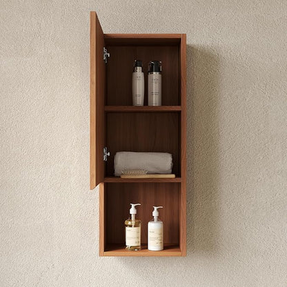 KEIKI Bathroom Wall Cabinet with Soft-Close Doors & Open Shelf, Brown Oak | Premium Wood Medicine Cabinet, Narrow Storage Cabinet for Bathroom Kitchen Laundry Room
