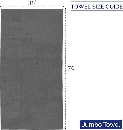 Elegant Comfort Premium Turkish Cotton 1 Piece Jumbo Bath Towel - 35 x 70 inch, Luxurious Hotel Spa Quality 100% Turkish Cotton Large Bath Towel - Highly Absorbent - Soft Bathroom Towel, Gray