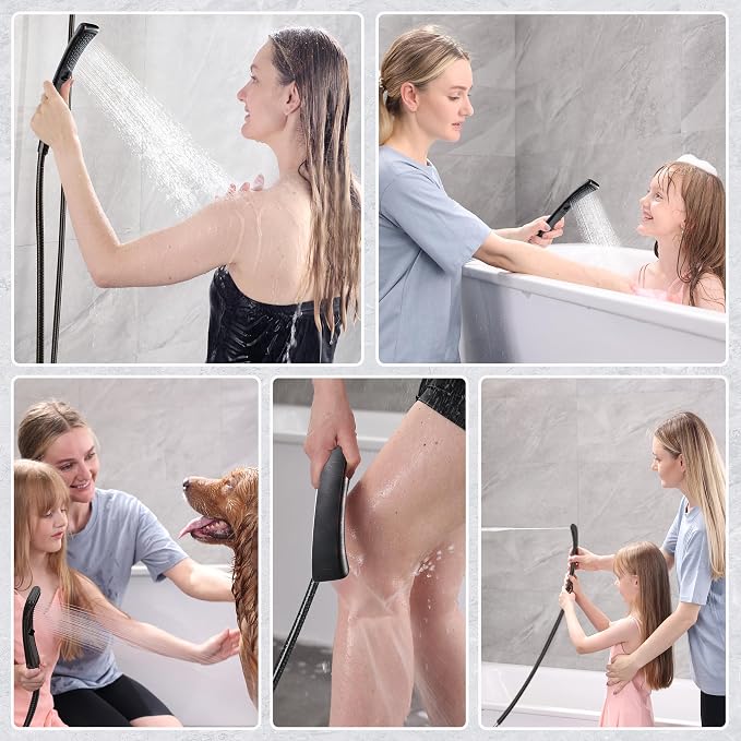 BRIGHT SHOWERS High Pressure Shower Head with Handheld, Oil Rubbed Bronze Dual Showerhead Combo with Rainfall Spray, Detachable Hand Held Shower, 60" Stainless Steel Hose