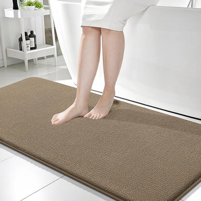 OLANLY Memory Foam Bathroom Runner Rug 59x24, Absorbent Long Bath Mat, Tan | Soft Quick Dry Bath Rugs, Non-Slip Carpet, Machine Washable Mat for Bathroom Floor, Tub and Shower, Home Decor Accessories