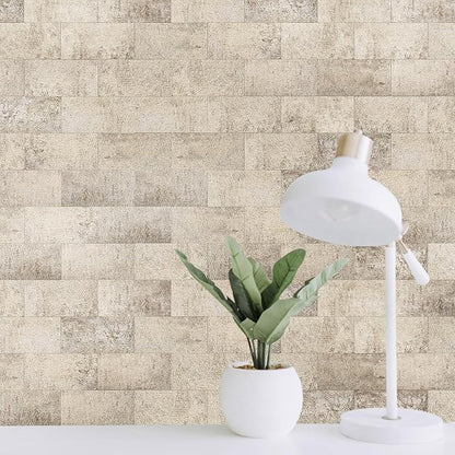 Art3d 102-Pack Peel and Stick Backsplash, Stick on Subway Tile, Stone Beige | 3 x 6 in, PVC, Self Adhesive, Waterproof, Traceless Peel, Modular Splicing, Ideal for Vanities, Bathrooms