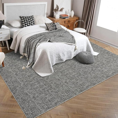 Garvee Washable Area Rugs 5x7 Modern Textured Rug for Living Room, Grey | Neutral Solid Color Non Slip Backing Low Pile Stain Resistant Non Shedding Soft Rug for Dining Room Entryway Bedroom
