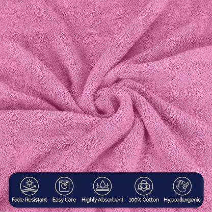 Elegant Comfort Premium Turkish Cotton 4 Pack Hand Towel Set - 16 x 28 inch, Luxurious Hotel Spa Quality 100% Turkish Cotton 4PC Hand Towel Set - Highly Absorbent - Soft Bathroom Towels, Light Pink