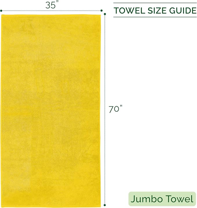 Elegant Comfort 100% Turkish Cotton Corduroy Ribbed Luxury Jumbo Bath Towel Ultra Soft - 35 x 70 Inch - Luxury Spa Premium Hotel Quality Highly Absorbent and Quick Dry Large Bath Towel, Yellow