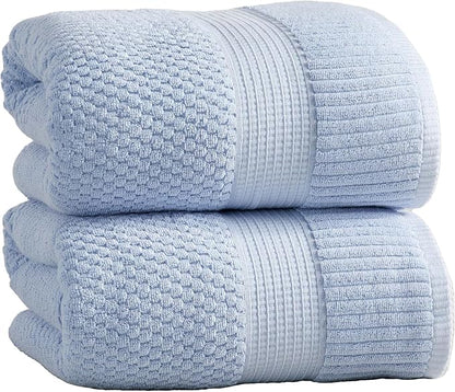 2 Pack Oversized Bath Towels 100% Cotton | Blue Towels | Oeko‑TEX Standard 100 | Soft & Absorbent, Quick‑Dry | Trinity Collection - Chambray Blue