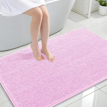OLANLY Large Bathroom Rugs 47x32, Extra Soft Absorbent Chenille Bath Rugs | Pink, Quick-Drying Rubber Backing, Machine Washable Bath Mat for Bathroom Floor, Tub and Shower, Home Decor Accessories
