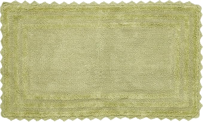 Better Trends Lilly Crochet 24x40 Reversible Bath Rugs and Bath mats for Bathroom, Luxurious 100% Cotton Bath Rug & Water Absorbent Bathroom Mat - Sage Green Bath Matt