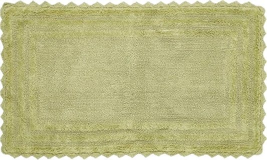 Better Trends Lilly Crochet 24x40 Reversible Bath Rugs and Bath mats for Bathroom, Luxurious 100% Cotton Bath Rug & Water Absorbent Bathroom Mat - Sage Green Bath Matt