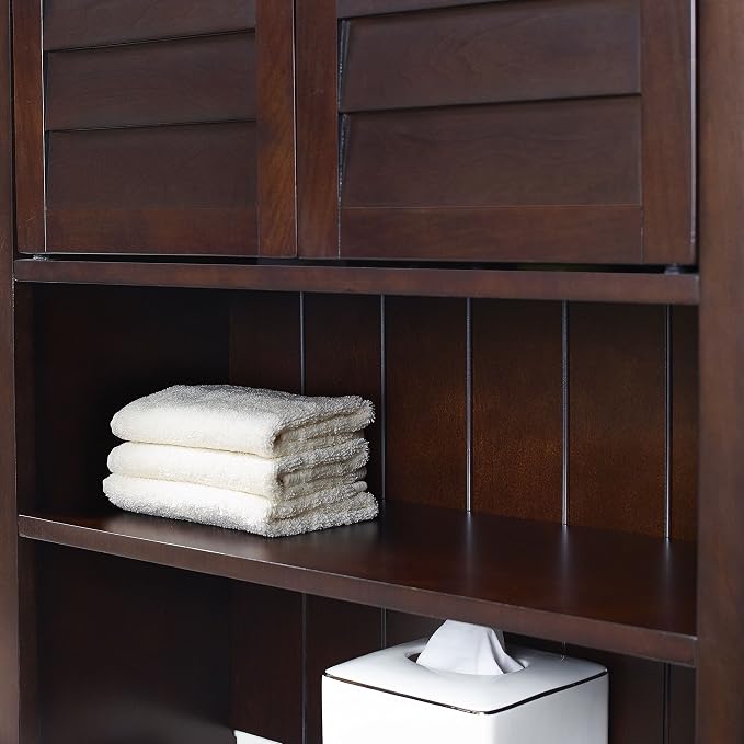 Crosley Furniture Lydia Over The Toilet Storage Cabinet and Bathroom Organizer with Hooks and Shelves, Espresso