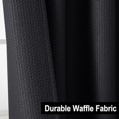 OVZME Berry Stall Fabric Shower Curtain 36 x 72 Inch - Soft & Waffle Small Black Shower Curtain for Bathroom with Texture for Narrow Stall Size, Machine Washable Water Resistance, Hotel Style, Black