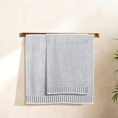 Cotton 2 Pack Oversized Bath Towel Set 28x55 inches, Large Bath Towels, Ultra Absorbant Compact Quickdry & Lightweight Towel, Ideal for Gym Travel Camp Pool - Light Grey