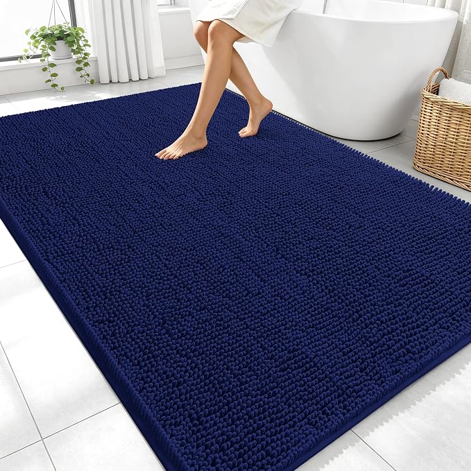 OLANLY Large Bathroom Rugs 70x46, Extra Soft Absorbent Chenille Bath Rugs | Twilight Sapphire, Quick-Drying Rubber Backing, Washable Bath Mat for Bathroom Floor, Tub and Shower, Home Decor Accessories