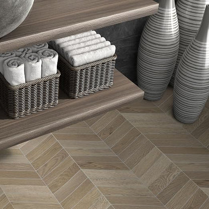 12-Pack Peel and Stick Floor Tile, 12.2" x 10" Chevron SPC Self-Adhesive Luxury Vinyl Flooring, Wood-Look Groutable Backsplash Tile for Kitchen Bathroom, Warm Oak, Covers 10.32 Sq. Ft.