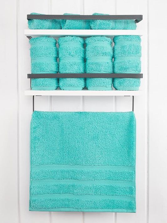 American Soft Linen Luxury Hand Towels for Bathroom, 600 GSM Heawy Weight 16x28 Size 100% Cotton Turkish 4 Piece Hand Face Towel Set, Turquoise Blue Hand Towels