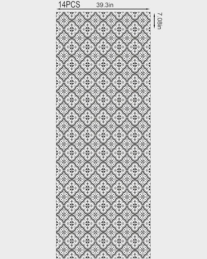 FLFK Stair Riser Decals,Black Patterns Vinyl Sticker for Stairs Decoration,14Pcs 39.3"X7.08"