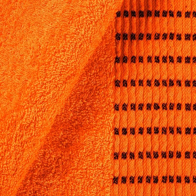 Ultra Soft 3 Pack Cotton Towel Set, Contains a Bath Towels 28x55 inch, a Hand Towels 16x24 inch & a Wash Cloths 12x12 inch, Ideal Everyday use, Compact & Lightweight - Orange