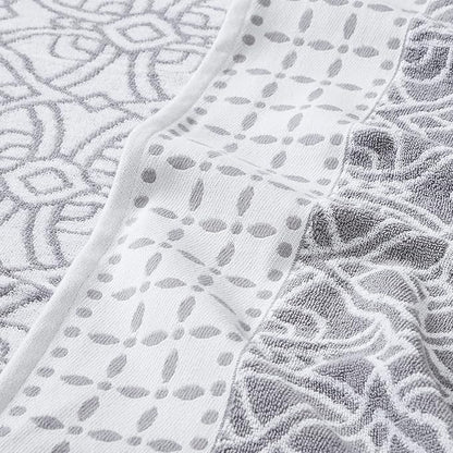 Modern Threads Monroe 6-Piece 100% Cotton Towel Set – Reversible Yarn Dyed Jacquard & Solid – Includes 2 Bath Towels, 2 Hand Towels, 2 Washcloths – Absorbent, Quick Dry, Soft & Durable – Stone