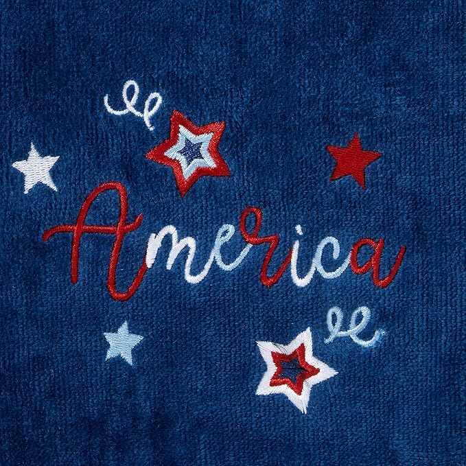SKL Home Americana Script Hand Towel Set-2pc, Embroidered, Navy | 100% Cotton. Fun for Memorial Day, 4th of July, Labor Day & all patriotic holidays. For use in the bathroom, kitchen or bar.