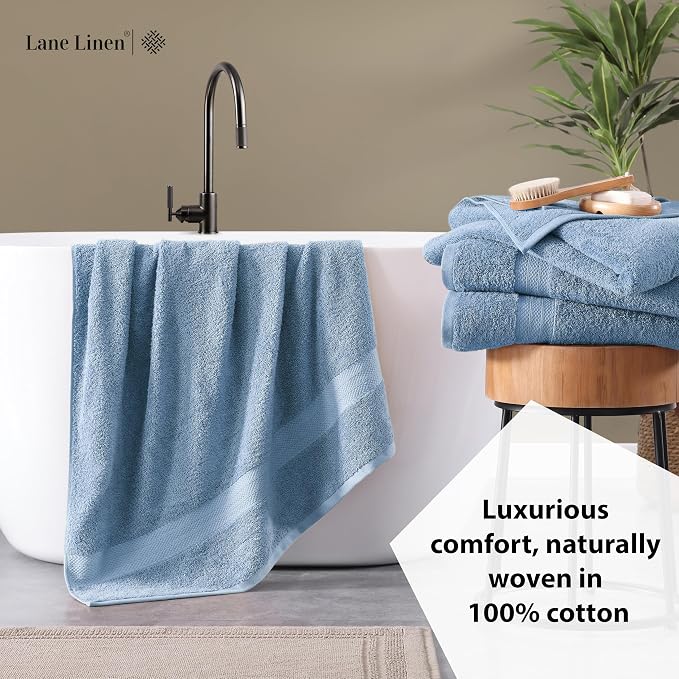 LANE LINEN Towel Set Soft Absorbent Quick Dry 100% Cotton 4 Piece - Allure | Cotton Bath Towels - Lightweight & Breathable, Fade-Resistant Color, Classic Terry Weave, Densely Woven, Coordinated Colors