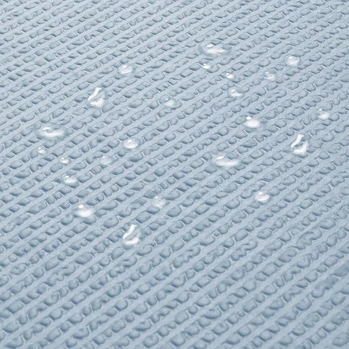 OVZME Small Stall Shower Curtain - Embossed Textured Bathroom Curtain, 36 x 72 Shower Curtain for RV Camper, Machine Washable Water Resistance, Glacier Blue