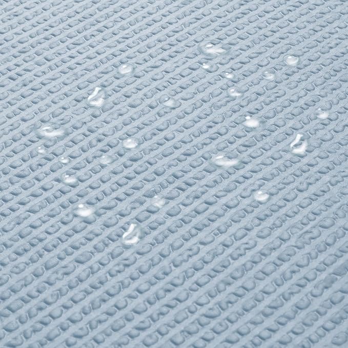 Extra Long Shower Curtain 72 x 96 Inch, 3D Embossed Textured Fabric Bathroom Shower Curtain, Large Hotel Bath Curtain with 12 Holes, Machine Washable Water Resistance, Glacier Blue