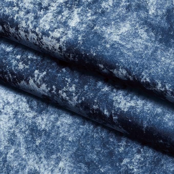 Fredsure Distressed Velvet Shower Curtain Set, 13 Pieces Navy Including 1 Piece 72"x72" Shower Curtain and 12 Pieces Silver Hooks